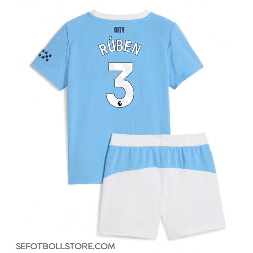 Manchester City Ruben Dias #3 Replika babykläder Hemmaställ Barn 2025-26 Kortärmad (+ korta byxor)